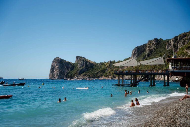 beautiful blue beach close to nerano